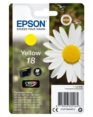 Epson 18 Jaune Cartouche d'encre C13T18044012 — Consommables informatiques
