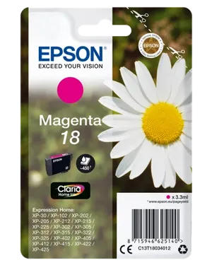 Epson 18 Magenta Cartouche d'encre C13T18034012 — Consommables informatiques