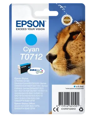 Epson T0712 Cyan Cartouche d'encre C13T07124012 — Consommables informatiques