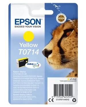 Epson T0714 Jaune Cartouche d'encre C13T07144012 — Consommables informatiques