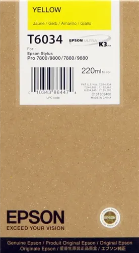 Epson T6034 Jaune Cartouche d'encre C13T603400 — Consommables informatiques