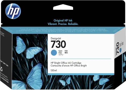 HP 730 Cyan Cartouche d'encre P2V62A — Consommables informatiques