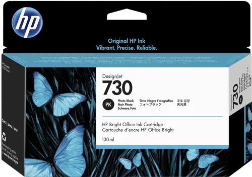 HP 730 Noir (photo) Cartouche d'encre P2V67A — Consommables informatiques