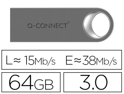 Clé usb q-connect 3.0 premium 64gb vitesse lecture 38mb/s écriture 15mb/s — Non classé