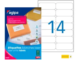 Étiquette adhésive apli agipa imprimante laser copieur 99.1x38.1mm coins arrondis boîte 1400 unités — Non classé