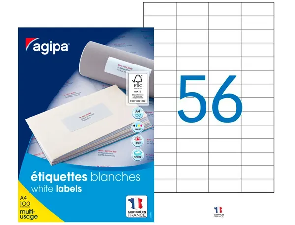 agipa Etiquette universelle, 52,5 x 21,2 mm, POSE EXPRESS — Fournitures