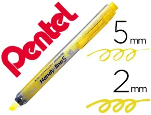Surligneur pentel handy line s rétractable rechargeable pointe biseautée 1/3.6mm corps fin encre jaune — Non classé