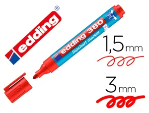 Marqueur edding permanent chevalet e380 pointe ogive tracé 1.5/3mm corps plastique spécial flipchart coloris rouge — Non…
