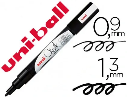 Marqueur uniball craie chalk marker pointe conique fine 0.9/1.3mm craie liquide noir — Non classé