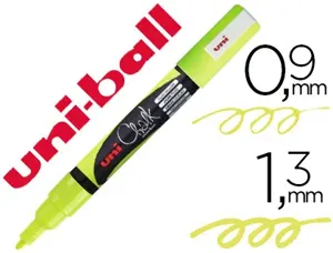 Marqueur uniball craie chalk marker pointe conique fine 0.9/1.3mm craie liquide couleur lumineuse jaune fluo — Non classé