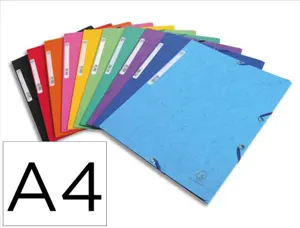 Chemise exacompta carte lustrée 5/10e 400g 3 rabats et élastique a4 format 240x320mm coloris vifs assortis 50 unités — Non…
