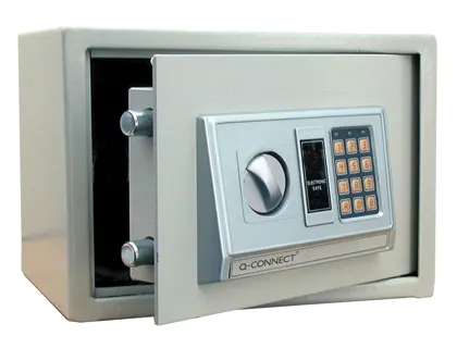 Coffre-fort q-connect électronique 10l 310x200x200mm à code digital accessoires fixation mur ou sol — Non classé