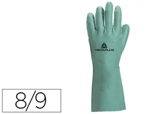 Gant nitrile deltaplus floqué coton longueur 33cm épaisseur 0.40mm coloris vert taille 8/9 paire — Non classé