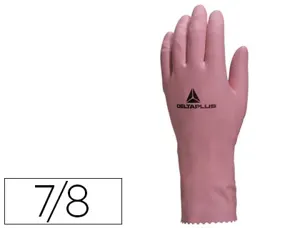Gant ménage deltaplus latex floqué longueur 30cm épaisseur 0.38mm coloris rose taille 7/8 paire — Non classé