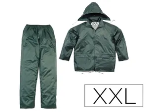 Ensemble pluie 400 veste pantalon polyester enduit pvc coloris vert taille xxl — Non classé