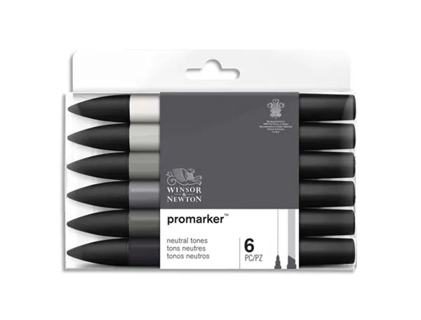 Marqueur professionnel w&n promarker double pointe tons neutres gris froid/noir set 6 unités       0290154 — Non classé