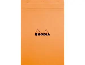 Bloc bureau rhodia a4+ papier vélin surfin couverture enduite enveloppante 210x297mm 80f détachables 80g orange — Non classé