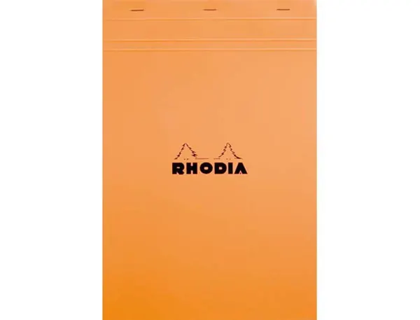 Bloc bureau rhodia a4+ papier vélin surfin couverture enduite enveloppante 210x297mm 80f détachables 80g orange — Non classé