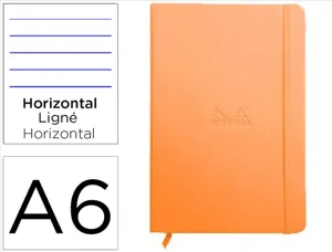 Carnet rhodia webnotebook a6 9x14cm couverture simili cuir tangerine 192 pages 90g ligné élastique marque-page orange — Non…