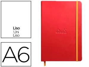 Carnet rhodia webnotebook a6 9x14cm couverture simili cuir coquelicot 192 pages 90g uni élastique marque-page orange — Non…