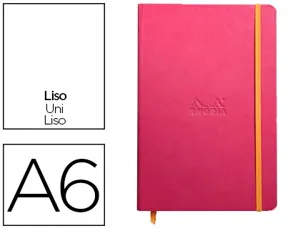 Carnet rhodia webnotebook a6 9x14cm couverture simili cuir framboise 192 pages 90g uni élastique marque-page orange — Non…