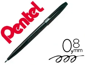 Stylo-feutre pentel sign pen aquarellable écriture large 0.8mm pointe fibre acrylique encre soluble eau coloris noir — Non…