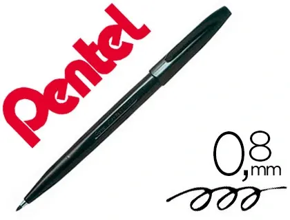 Stylo-feutre pentel sign pen aquarellable écriture large 0.8mm pointe fibre acrylique encre soluble eau coloris noir — Non…