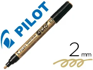 Marqueur pilot feutre permanent encre métallique pointe conique medium non biseautée polyacétate 4.5mm or — Non classé