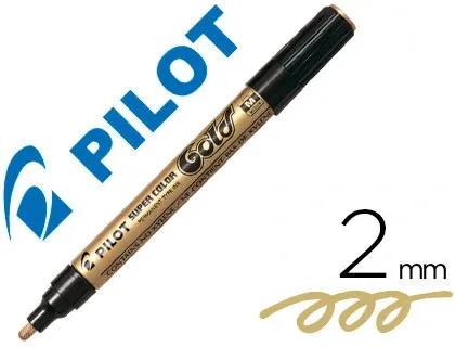 Marqueur pilot feutre permanent encre métallique pointe conique medium non biseautée polyacétate 4.5mm or — Non classé