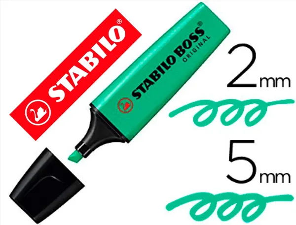 Surligneur stabilo boss tracé 2/5mm pointe biseautée encre universelle base eau résistante lumière coloris turquoise — Non…