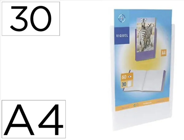 Protège-documents viquel personnalisable polypropylène 5/10e a4 240x310mm 60 vues ouverture 180 degrés coloris blanc — Non…