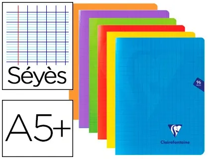 Cahier piqué clairefontaine mimesys couverture polypropylène a5+ 17x22cm 96 pages 90g réglure séyès incolore — Non classé
