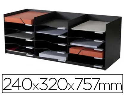 Module classement paperflow superposable armoire 15 cases 240x320x757mm coloris noir — Non classé