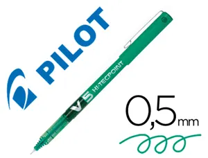 Stylo pilot v5 écriture fine 0.3mm clip métal encre liquide niveau visible pointe indéformable coloris vert — Non classé