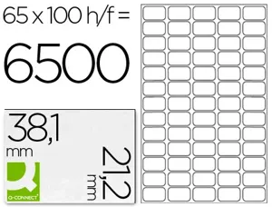 Étiquette adhésive q-connect 38.1x21.2mm coins droits imprimante jet d'encre laser copieur 100 feuilles 6500 unités — Non…