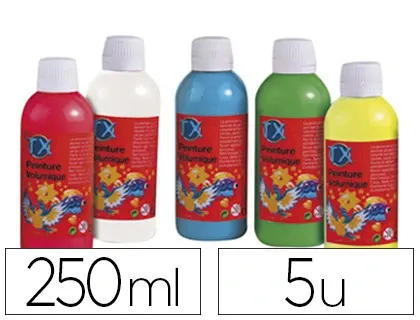 Peinture à l'eau culture club repositionnable coloris assortis lot 5 flacons 250ml + 10 stylos applicateurs offerts — Non…