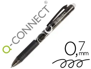 Roller q-connect écriture moyenne 0.7mm encre effaçable grip préhension gomme sertie coloris noir — Non classé