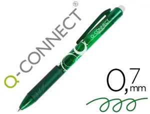 Roller q-connect écriture moyenne 0.7mm encre effaçable grip préhension gomme sertie coloris vert — Non classé