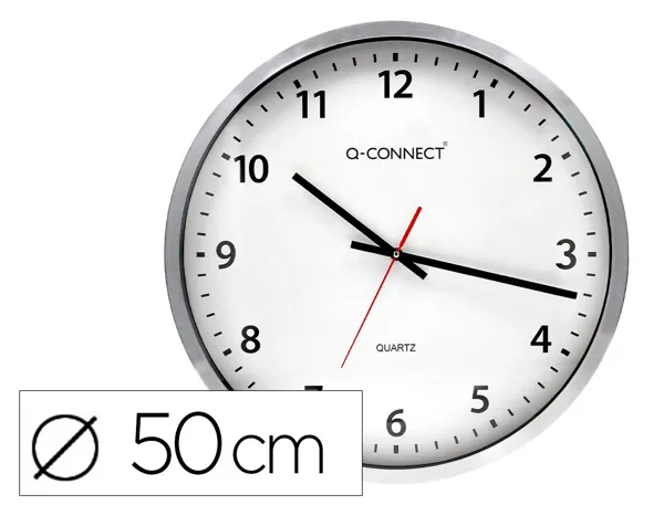 Horloge q-connect murale design actuel grande lisibilité 1 pile aa non fournie diamètre 60cm gris chromé — Non classé