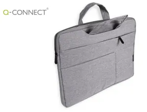Sacoche ordinateur q-connect poignees amovibles fermeture  eclair compartiments exterieurs 39x28x2cm gris clair — Non classé