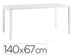 Bureau mt international plateau blanc melamine 25mm   pietement arche coloris blanc 140x67cm — Non classé