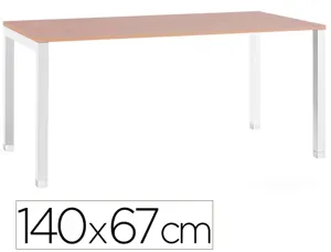 Bureau mt international plateau hetre melamine 25mm   pietement arche coloris blanc 140x67cm — Non classé
