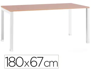Bureau mt international plateau hetre melamine 25mm   pietement arche coloris blanc 180x67cm — Non classé