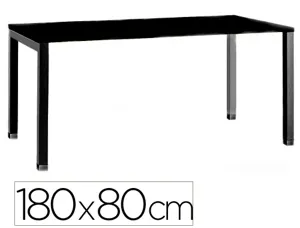 Bureau mt international plateau noir melamine 25mm    pietement arche coloris noir  180x80cm — Non classé