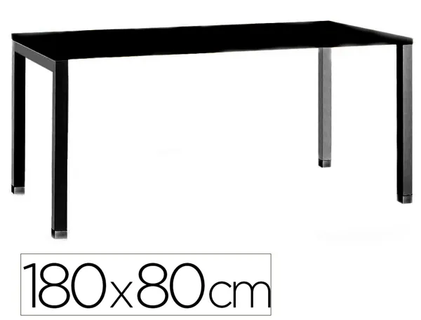 Bureau mt international plateau noir melamine 25mm pietement arche coloris noir 180x80cm — Non classé