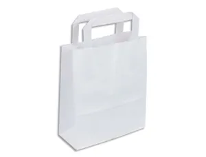 Sac kraft 70g/m2 poignees plates 22x10x28cm paquet 50   unites coloris blanc — Non classé