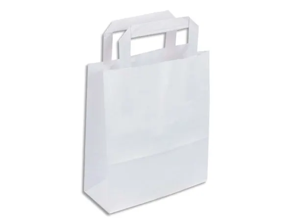 Sac kraft 70g/m2 poignees plates 22x10x28cm paquet 50   unites coloris blanc — Non classé