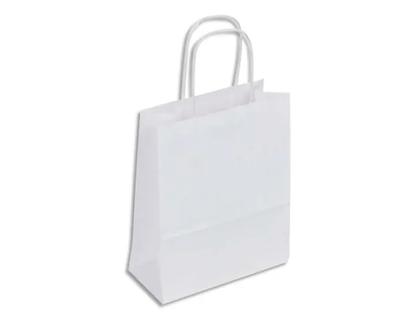 Sac kraft 90g/m2 poignees torsadees 22x10x31cm paquet 50 unites coloris blanc 21145 — Non classé