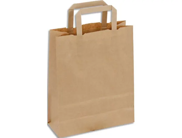 Sac kraft 90g/m2 poignees plates 32x16x42cm paquet 50   unites coloris brun — Non classé