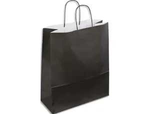 Sac kraft 90g/m2 poignees torsadees 18x8x22cm paquet 50 unites coloris noir 21276 — Non classé